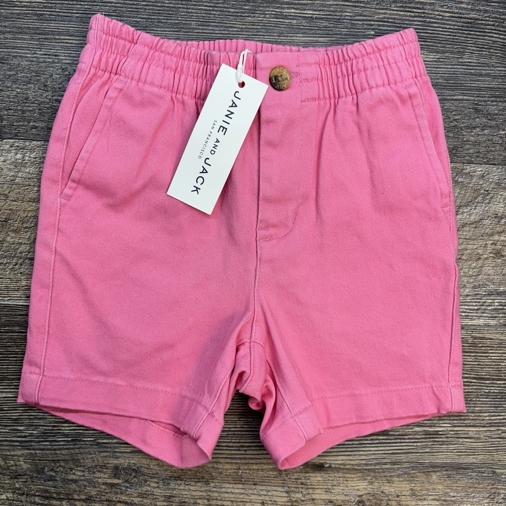 Janie and Jack Toddler Boys Pink Shorts Cotton‎ Elastic Waist 12-18 Months NEW